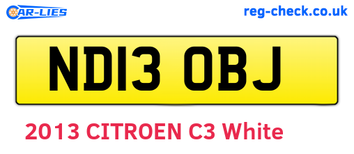 ND13OBJ are the vehicle registration plates.
