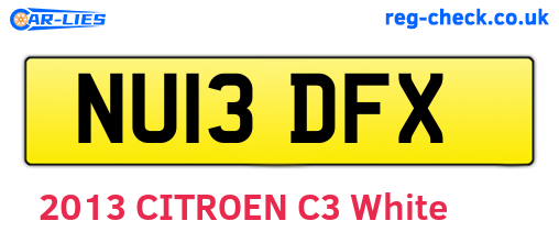 NU13DFX are the vehicle registration plates.