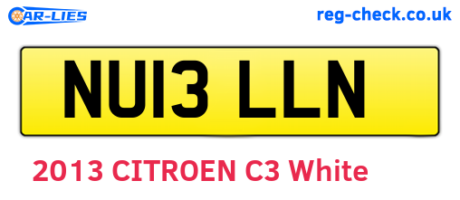 NU13LLN are the vehicle registration plates.