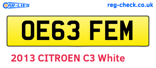 OE63FEM are the vehicle registration plates.