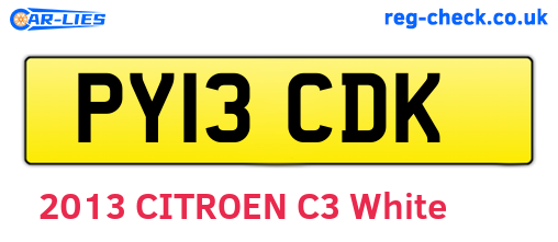 PY13CDK are the vehicle registration plates.