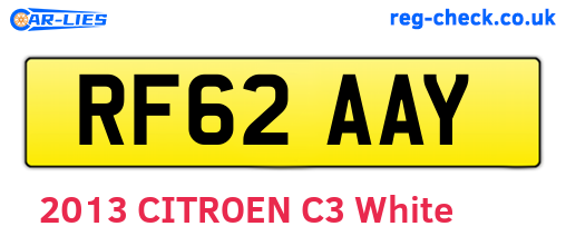 RF62AAY are the vehicle registration plates.