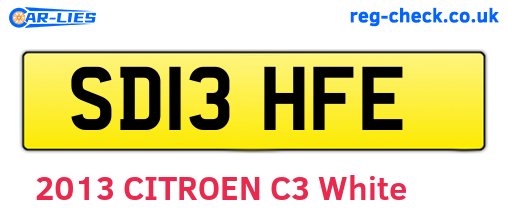 SD13HFE are the vehicle registration plates.