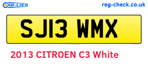 SJ13WMX are the vehicle registration plates.