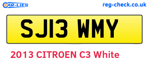 SJ13WMY are the vehicle registration plates.