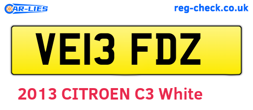 VE13FDZ are the vehicle registration plates.