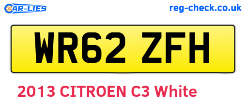 WR62ZFH are the vehicle registration plates.