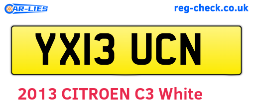 YX13UCN are the vehicle registration plates.