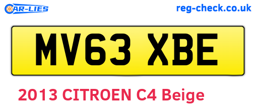 MV63XBE are the vehicle registration plates.