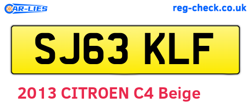 SJ63KLF are the vehicle registration plates.