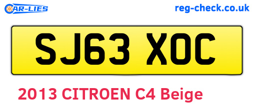SJ63XOC are the vehicle registration plates.