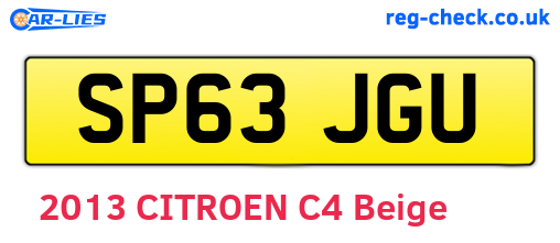 SP63JGU are the vehicle registration plates.