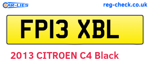 FP13XBL are the vehicle registration plates.