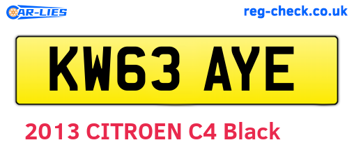 KW63AYE are the vehicle registration plates.