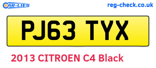 PJ63TYX are the vehicle registration plates.
