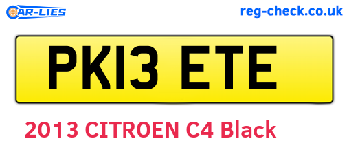PK13ETE are the vehicle registration plates.