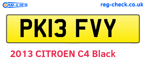 PK13FVY are the vehicle registration plates.
