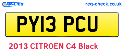 PY13PCU are the vehicle registration plates.