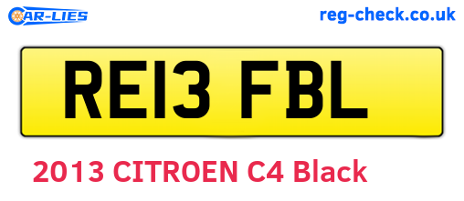 RE13FBL are the vehicle registration plates.