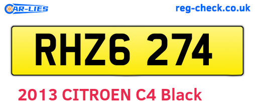 RHZ6274 are the vehicle registration plates.