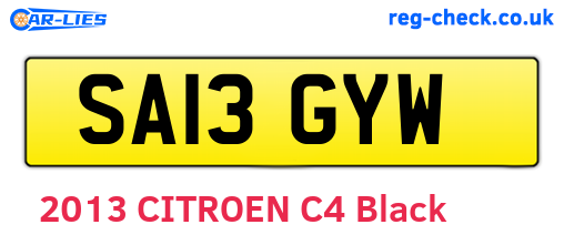 SA13GYW are the vehicle registration plates.