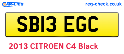 SB13EGC are the vehicle registration plates.