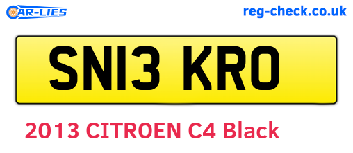 SN13KRO are the vehicle registration plates.
