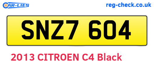 SNZ7604 are the vehicle registration plates.