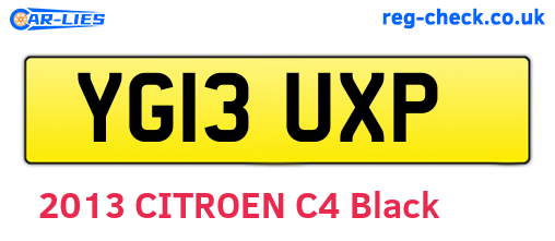 YG13UXP are the vehicle registration plates.