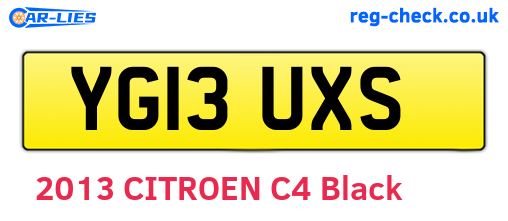 YG13UXS are the vehicle registration plates.
