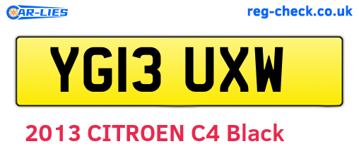 YG13UXW are the vehicle registration plates.