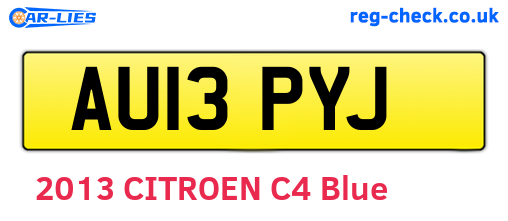 AU13PYJ are the vehicle registration plates.
