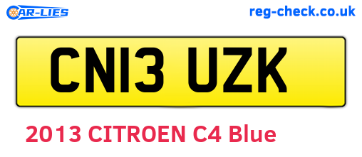 CN13UZK are the vehicle registration plates.