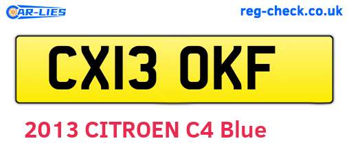 CX13OKF are the vehicle registration plates.