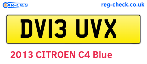 DV13UVX are the vehicle registration plates.
