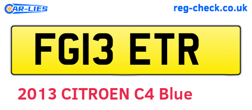 FG13ETR are the vehicle registration plates.