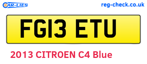 FG13ETU are the vehicle registration plates.