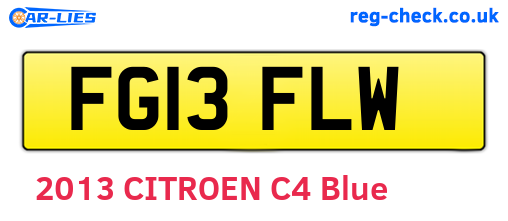 FG13FLW are the vehicle registration plates.
