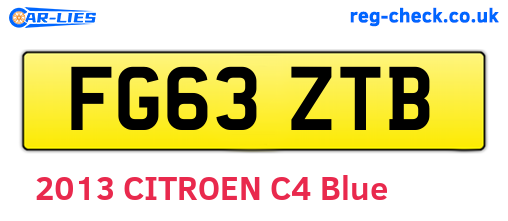 FG63ZTB are the vehicle registration plates.