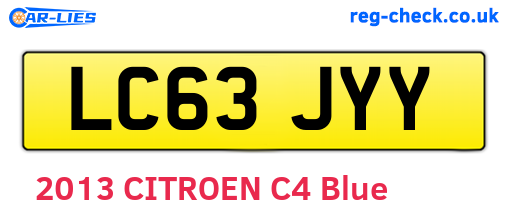 LC63JYY are the vehicle registration plates.