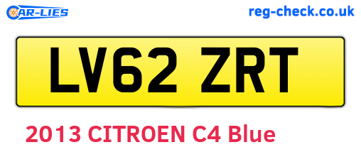 LV62ZRT are the vehicle registration plates.