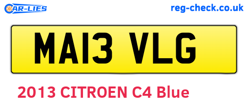 MA13VLG are the vehicle registration plates.