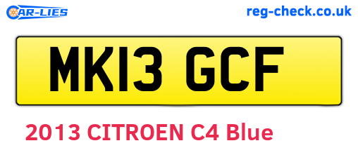 MK13GCF are the vehicle registration plates.