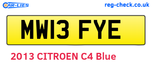 MW13FYE are the vehicle registration plates.