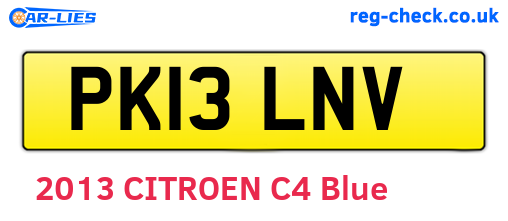PK13LNV are the vehicle registration plates.