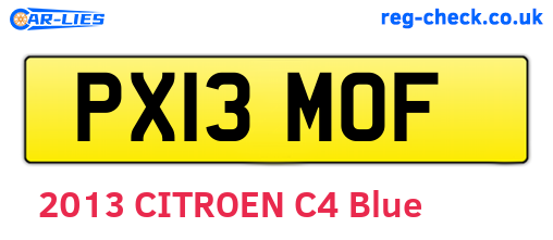PX13MOF are the vehicle registration plates.