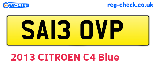 SA13OVP are the vehicle registration plates.