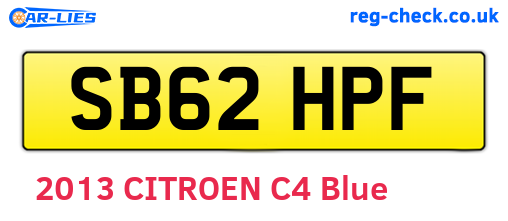 SB62HPF are the vehicle registration plates.