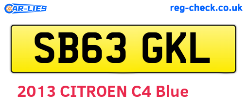 SB63GKL are the vehicle registration plates.