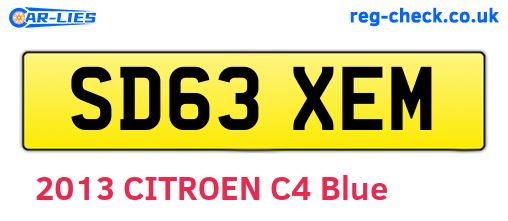 SD63XEM are the vehicle registration plates.